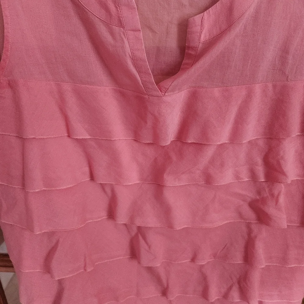 LOFT Pink Ruffled Tank Blouse - Picture 3 of 4
